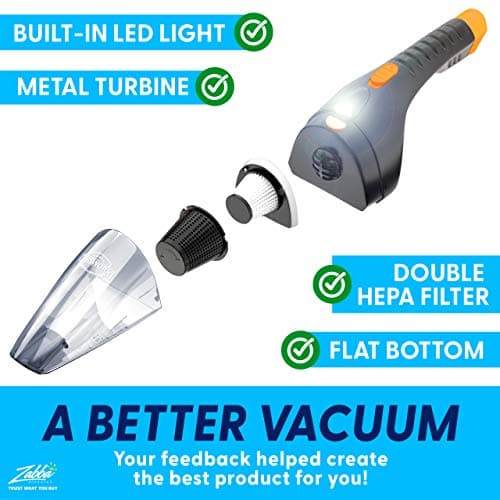 ThisWorx Car Vacuum Cleaner 2.0, Portable Handheld Mini Vacuums Cleaner W/ 16ft Cord, LED Light, Bag, & Attachments- Small Vac for RV, Boats, Travel, Car Accessories, Lightweight 7