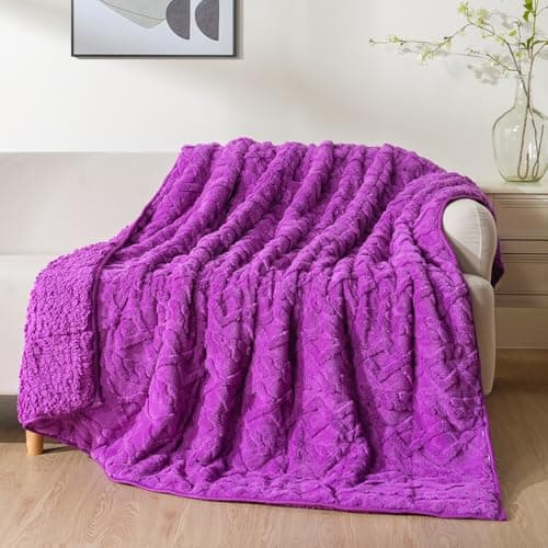 Uttermara Weighted Blanket for Adults Twin Size 15lbs 48x72 inches, Dual Sided Soft Jacquard Sherpa Weighted Blankets, Thick Heavy Blanket for Sleeping and Calming, Purple