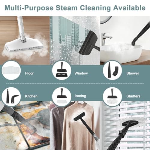 Steam Cleaner, 6 in1 Rotated Steam Mop Cleaner with 2 Modes, 2 Microfiber Pads, 400ML Removable Tank, 23FT Power Cable, Detachable Steam Mops for Floor, Laminate Floor, Tiles Cleaning (Sliver Gray) 5