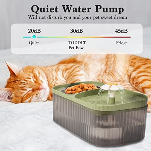 TODDLT Water Fountain for Cats Inside, Cat Feeding & Watering Supplies, Super Quiet Automatic Pet Water Dispenser 100oz/3L with Stainless Steel Cat Bowls and Long Life Span Pump 7