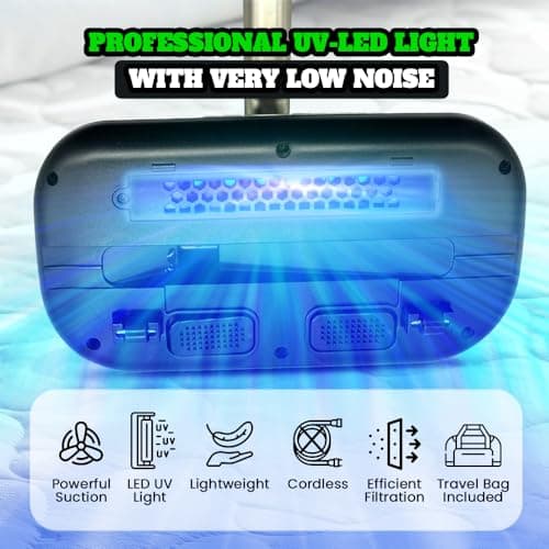 MHM Cordless Mattress Vacuum – UV Sanitizing Bed Vacuum Cleaner for Deep Cleaning, HEPA Filter, Handheld Sleep Vac, Aspiradora para Cama y Colchones (Golden) 8