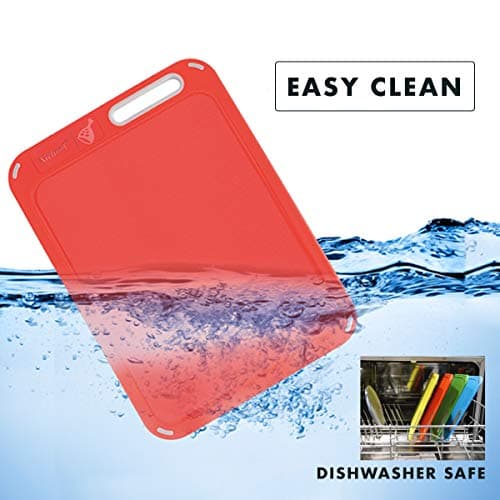 Plastic Cutting Board, Set of 4 with Storage Stand, Color Box Packed, BPA-Free, Preventing Cross-contamination of Different Food Types, Dishwasher Safe 6