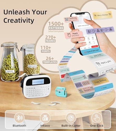 VolenGo Label Maker Machine with-Tape, Rechargeable Label Maker Waterproof-Labels, Backlit Bluetooth Labeler, M950 12mm Portable Labeling Maker for Home Organization Office School Teacher Supplies 7