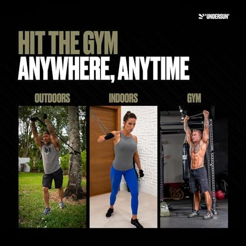Undersun Resistance Bands for Working Out | 5-Level Heavy Duty Fitness Bands, Door Anchor, Workout Program | Camo 7