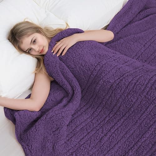 Eydna Electric Heated Blanket Full Size 72"×84" with 9 Heating Levels & 1-10Hs Auto Off，Double Sided Plush Sherpa, Energy Efficient, Machine Washable, for Couch & Bed, Dark Purple