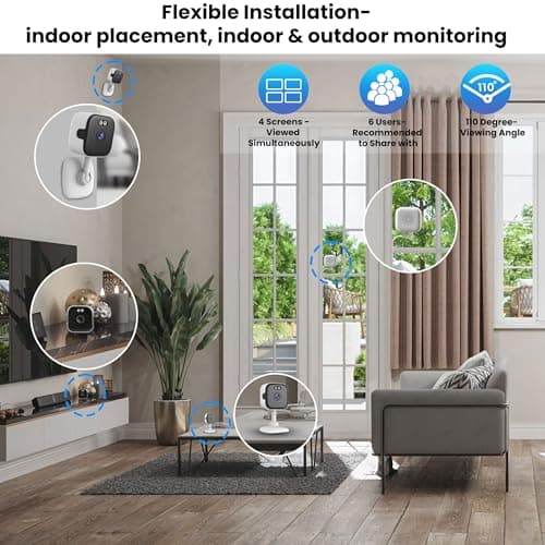 2K Window Camera with 32GB Memory Card, 5GHz & 2.4GHz WiFi Indoor Cameras for Home Security with AI Starlight Color Night Vision, AI Person & Motion Detection, Easy & Quick Install, 24/7 Recording 7