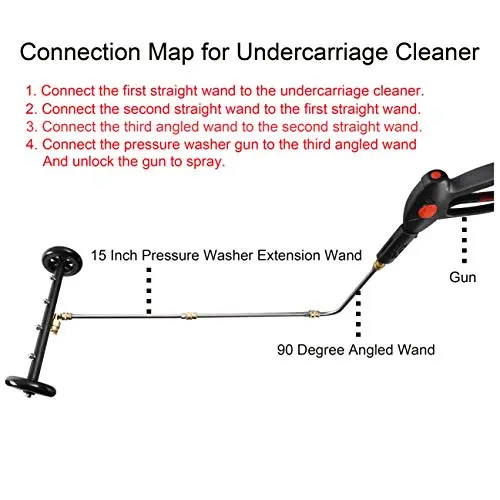 Tool Daily Dual-Function Undercarriage Cleaner,Surface Cleaner for Pressure Washer, 16 Inch, Underbody Car Wash Water Broom with 3 Pieces Extension Wand, 4000 PSI 7