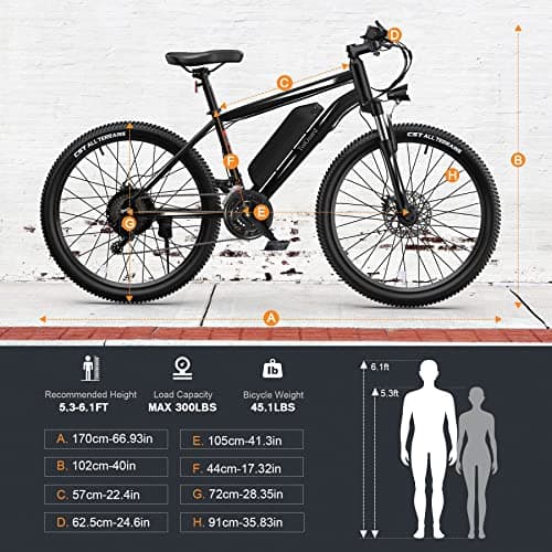TotGuard Electric Bike, Electric Bike for Adults, 26" Ebike 700W Peak Motor, 20MPH Electric Mountain Bike with 374.4WH Removable Battery, Up to 50 Miles,Front Suspension Fork,SGS Certified to UL 2849 7