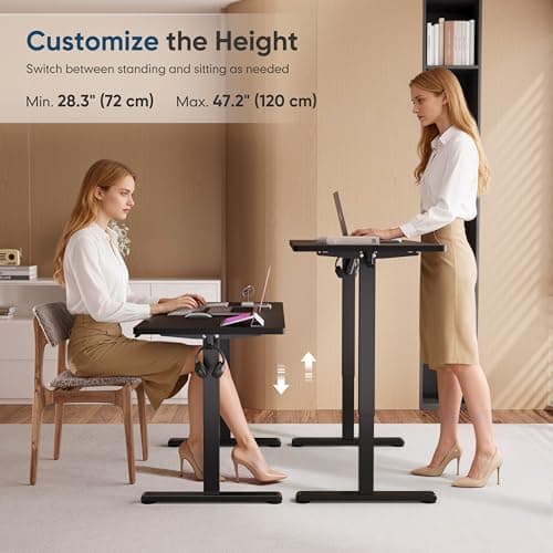 Monomi Electric Height Adjustable Standing Desk, 48x24 Inches, Ergonomic Home Office Sit/Stand Up Desk (Black Steel Frame/Black Top) 5