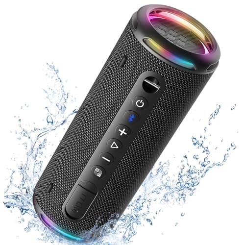 Tronsmart T7 Lite 24W Portable Bluetooth Speaker, Enhanced Bass, Rainbow Light Show, 24H Playtime, IPX7 Waterproof, Wireless Stereo Pairing, Bluetooth 5.3, for Home Outdoor Travel (Black)