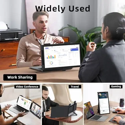 MAGICRAVEN Laptop Screen Extender, 14" 1080P IPS Portable Monitor Travel Monitor for 14"-16.1" Laptops with USB-C/HDMI Port, Plug and Play Attachment Screen for Windows/Mac/Android/Switch/PS5/Xbox 8