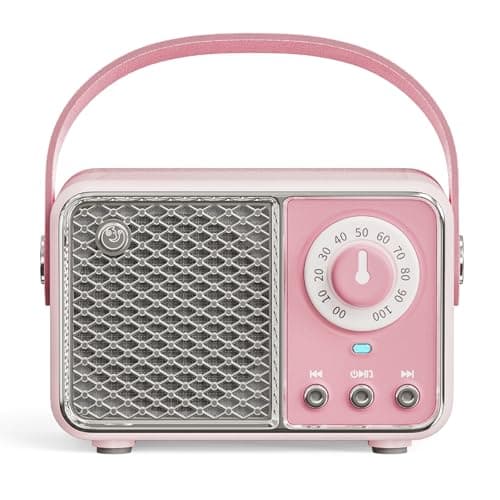 LUKADER Retro Bluetooth Speaker, Vintage Decor, Wireless Portable Mini Bluetooth Speaker, Small Cute Stylish Vintage Speakers for Kitchen Desk Bedroom Home Office Party Outdoor Gift Pink