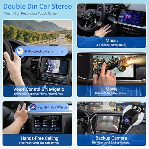 Haudio 7 Inch Double Din Car Stereo with Wireless Apple CarPlay & Android Auto, 2+32G Android 13 Car Radio, Bluetooth, GPS Navigation, FM AM RDS, IPS Touchscreen, Backup Camera Ready 7