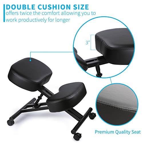 Ergonomic Kneeling Chair, Adjustable Stool for Home and Office - Improve Your Posture with an Angled Seat - Thick Comfortable Moulded Foam Cushions - Brake Casters 8
