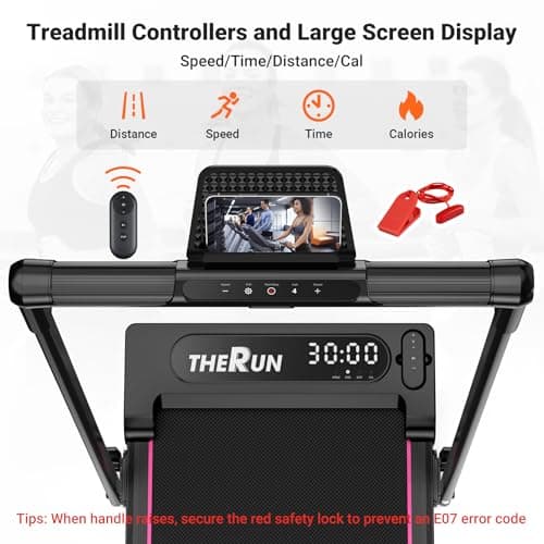 THERUN Walking Pad Under Desk, Portable Mini Treadmill for Home/Office, 2.5HP Jogging Machine with 265 lbs Weight Capacity, Remote Control, LED Display 5