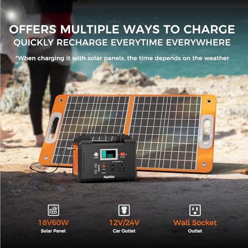 Portable Power Station 200W, FF Flashfish 40800mAh Backup Power Battery Pack With 110V AC Outlets/2 DC Ports/3 USB Ports, Solar Generator Power Supply For Home Backup, Power Outages, and Camping 5