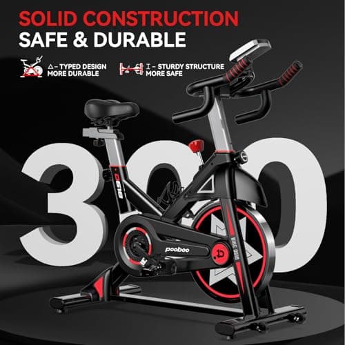 Exercise Bike, pooboo Stationary Bike for Home Gym, Magnetic Resistance Indoor Cycling Bike w/Comfortable Seat Cushion & Tablet Mount, Silent Belt Drive Indoor Bike for Cardio Workout 5