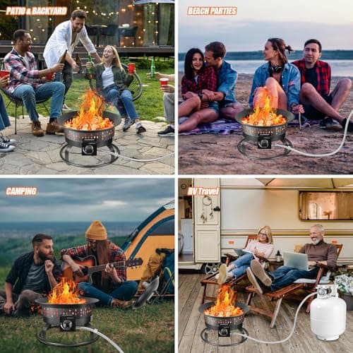 GasBRUH Outdoor Portable Propane Fire Pit, 19-Inch,60,000 BTU with Cover&Carry Kit,Camping Propane Fire Pits,Gas Firebowl,Portable Gas Fire Pit for Outside Patio,Backyard,Camping,RV,Deck,Tailgating 5