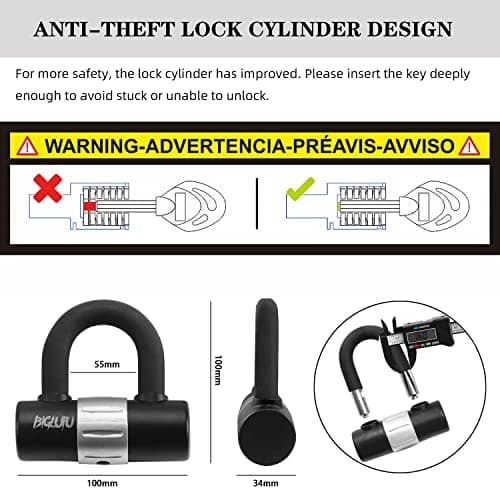 BIGLUFU Motorcycle Lock Chain Locks Heavy Duty, 120cm/4ft Long, Cut Proof 10mm Thick Colorful Square Chains with 4Keys 16mm U Lock, Ideal for Motorcycles, Motorbike, Bike, Generator, Gates 5