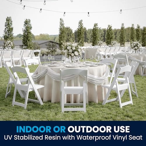 Flash Furniture Hercules™ Series Folding Chair - White Resin - 1000LB Weight Capacity Comfortable Event Chair - Light Weight Folding Chair 6