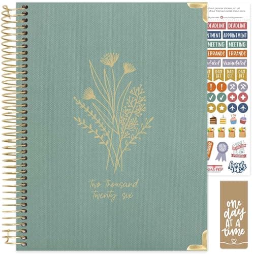 bloom daily planners HARDCOVER 2026 Planner for Women (January to December) - 8.5” x 11” Weekly & Monthly Dated Agenda Organizer Book with Stickers & Tabs - Green Linen