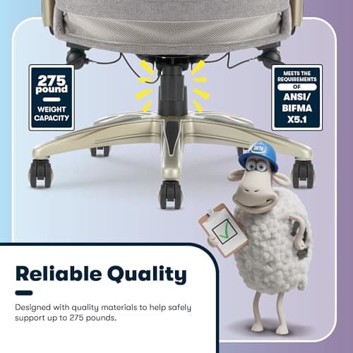 Serta Ergonomic Executive Office Chair Motion Technology Adjustable Mid Back Design with Lumbar Support, Light Gray Fabric 12