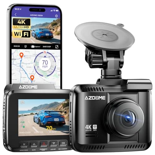 AZDOME GS63H 4K Dash Cam Built-in WiFi 6 GPS Car Dashboard Camera Recorder with STARVIS Night Vision, UHD 2160P, 150° Wide Angle, WDR, G-Sensor, Loop Recording, 24H Parking Mode