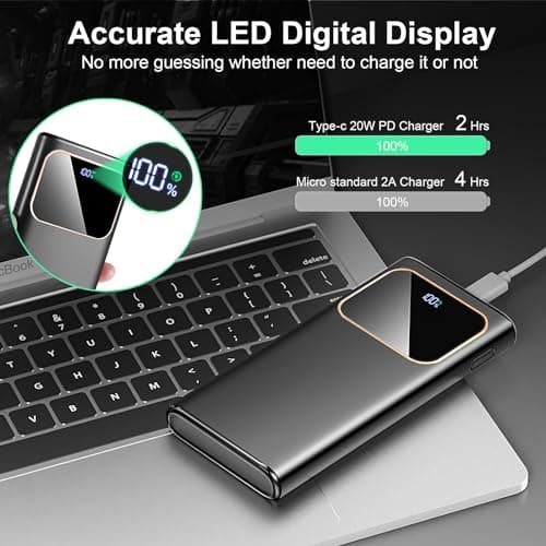 Coucur Power Bank 10000mAh Portable Charger, USB-C (Input&Output) 22.5W Fast Charging Battery Pack,QC 4.0+PD3.0 LED Display Phone PowerBank, for iPhone Samsung and etc Smartphones and All USB Devices 5