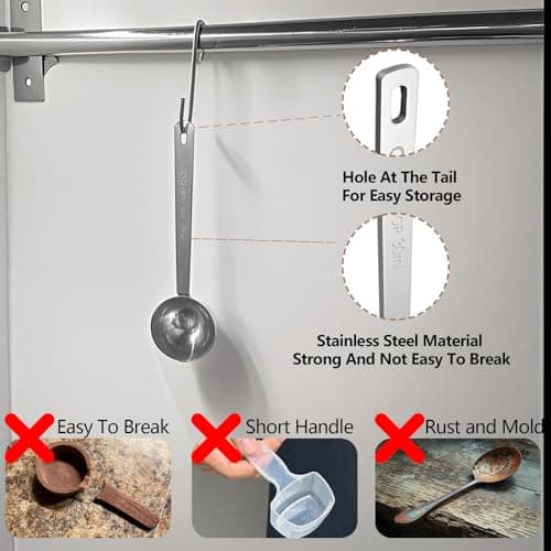 Generic 2 Tablespoon Stainless Steel Coffee Scoop - Perfect Measuring Spoon for Ground Coffee, Espresso - Durable Serving Utensil (30ml), Silver, BD-003 5