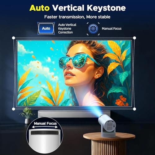 Mini Projector with Built-in Rechargeable Battery for Outdoor, Portable Projector with WiFi and Bluetooth, 4K Projector for Bedroom, Smart Projector Compatible with iphone/TV Stick/HDMI/USB/Laptop 6