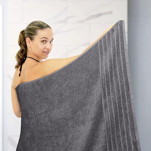 Tens Towels Pack of 1 Jumbo Bath Sheet 40 x 80 Inches, Extra Large & Light Weight, Quicker to Dry, 100% Cotton, Super Soft & Absorbent, Perfect to Wrap Yourself in, Dark Grey 5