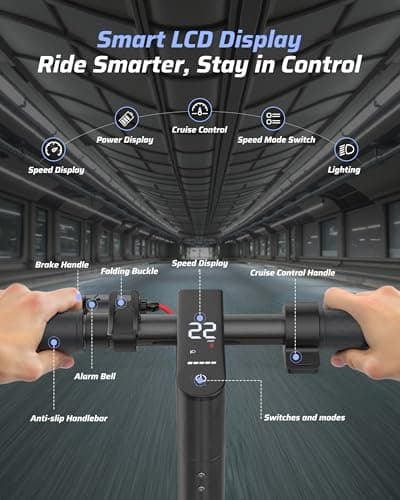 Qlaway 500W Motor Adult Electric Scooter - 22 Mph Maximum Speed & 22 Miles Range, 10" Solid Tires, Aluminum Alloy Folding Kick Scooter with Dual Suspension 5