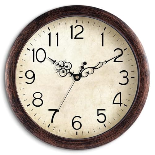 KECYET Wall Clock, Vintage Wall Clocks Battery Operated Quartz Silent Non-Ticking 8 Inch Retro Rustic Style Clock Decorative for Kitchen,Bathroom Home Office (Bronze)