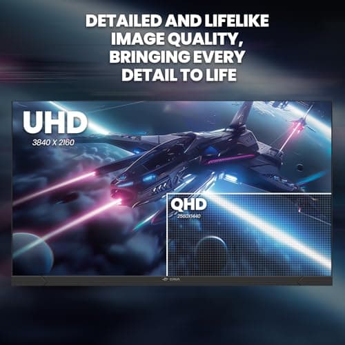 CRUA 32" 4K Gaming Monitor, IPS UHD(3840 * 2160P) 144Hz Monitors, Computer Monitor Support FreeSync, HDR, 120% sRGB, 1.07B Color Depth, with HDMI 2.1/DP 1.4 and Built-in Speaker, Support Wall- Black 6