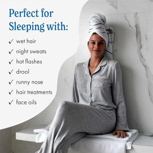 DryZzz Waterproof Pillow Protector Cooling Pillow Case 29"x19" 1pc White Standard Size, Absorbent Towel Pillowcase Dual-Sided Wet & Dry Hair, Sweat Proof Pillow Protector, Hair Drying Pillowcase 6