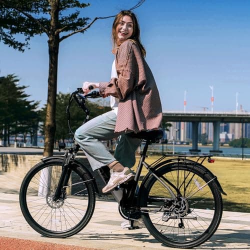 ZDZA Electric Bike for Adults, 1000W Peak Motor, 60 Miles 22Mph Electric Bike, 26" Commuter E Bikes with 48V 10.4Ah Removable Battery, Step-Thru Ebike, Adjustable Stem, 7-Speed & Front Suspension 9