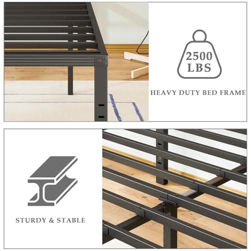 FSCHOS Bed-Frame-Queen, 14 Inch Metal Platform Bed-Frame No Box Spring Needed, Heavy Duty, Easy Assembly, Noise Free, Black 5