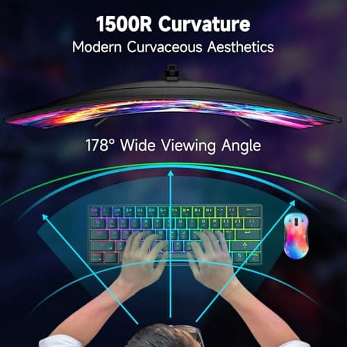 XGaming 27 Inch Curved Gaming Monitor, QHD 2560 x 1440p, 144Hz/165Hz, 16:9 Wide HDR Display, 99% sRGB, FreeSync, 1ms, Built-in Speaker, 2* HDMI & DisplayPort, Tilt Adjustable, Black 3