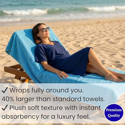SALBAKOS Luxury 100% Turkish Cotton 40x80 in Extra Large Beach & Bath Towels | Oversized Bath Sheets | Premium Hotel Quality Thick Soft Absorbent Turkish Towel (Pack of 1, Aqua, Jumbo Bath Sheet) 7