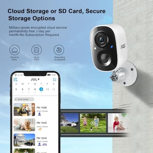 DCT Security Cameras Wireless Outdoor: WiFi Battery Cameras for Home Outside 2K Color Night Vision Motion Detection Surveillance Cameras Two-Way Audio Siren Alarm Spotlight(White) 5