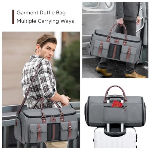 Vessgra Carry on Garment Bag for Travel, Convertible Garment Duffle Bags for Men Women with Shoe Compartment - 2 in 1 Hanging Suitcase Suit Travel Bags 8