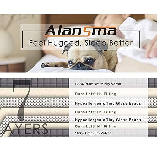 ALANSMA Reversible Weighted Blanket for All Season, Luxury Velvet, Warm and Cool, Adult 5Lb Blue Weighted Blanket, Enjoy Sleeping Anywhere(Blue,36"x48" 5lbs) 8