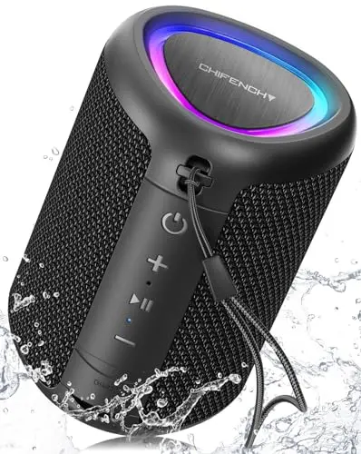 Portable Bluetooth Speaker Beach Vacation Essentials: Powerful Crystal Clear Sound/Dynamic Light/IPX5 Waterproof/All Day Playtime/BT 5.3/TWS Paring, Small Wireless Speaker for Outdoor|Travel|Camping