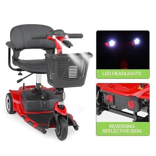 Magshion Folding Mobility Scooter for Adults and Seniors, Foldable Heavy-Duty All-Terrain, 3-Wheel (Red) 10