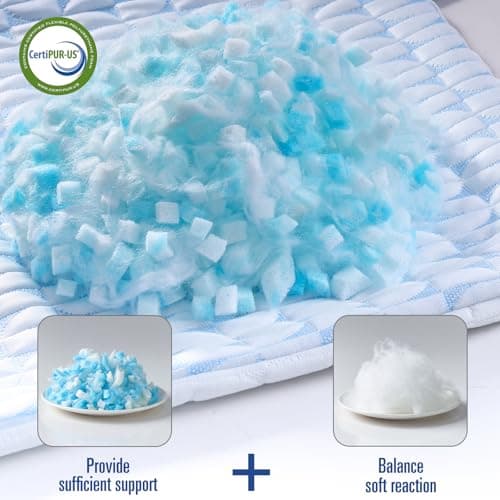 QUTOOL Firm Pillow Shredded Memory Foam, Cooling Pillow for Hot Sleeper, Adjustable Bed Pillow for Side Back Stomach Sleepers, Washable Cover, CertiPUR-US Certified, Queen Size Set of 2 7