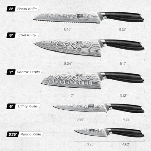 HOSHANHO 5 Pieces Knife Set, Professional Powder Steel Chef Knife Set, Ultra Sharp Japanese Kitchen Knives Set with Ergonomic Pakkawood Handle 2