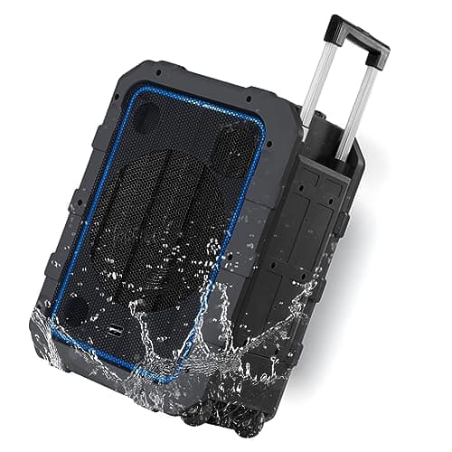 Gemini Portable Bluetooth Speaker with Wheels - 240W Party Speaker, IPX4 Water Resistant, LED Light Show, Dual Mic Inputs, Rechargeable Battery, Trolley Handle for Outdoor Events (MPA-2400) - Gray