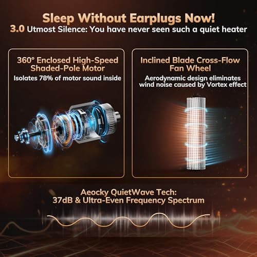 3rd-Gen AEOCKY Space Heater with AI Thermostat, 1500W PTC Electric Heaters for Indoor Use With Remote, 70° Oscillation, Utmost Silence, Safe Portable for Office, Bedroom, Room, Home (White) 7