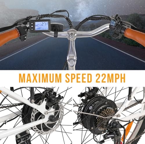 Electric Bikes for Adults, 1000W Peak Electric City Cruiser 25Mph Step-Thru Electric Bicycle, 48V 696Wh/36V 450Wh Removable Battery, 26" Ebikes for Adults, Professional 7-Speed(Fits for 5.2Ft-6.3Ft) 5