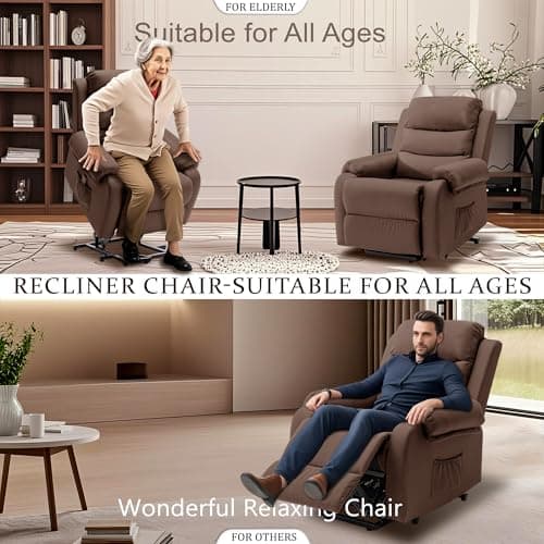 Korser Recliner Chairs for Adults, Power Recliner Chair for Elderly, Small Lift Recliners with Assist, Electric Single Lift Sofa with Memory Function for Living Reading Room, Brown 8